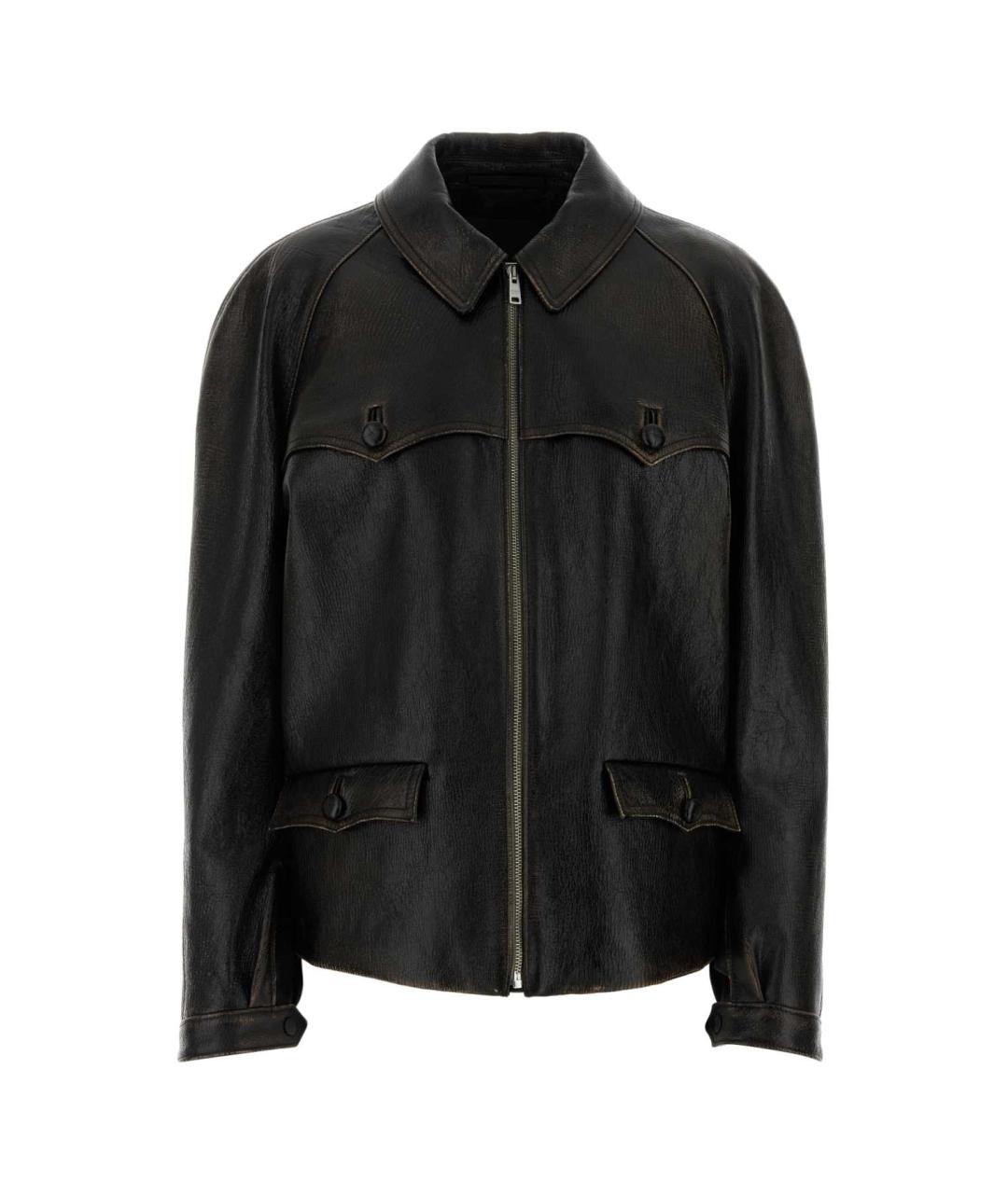 PRADA Черная кожаная куртка, фото 1