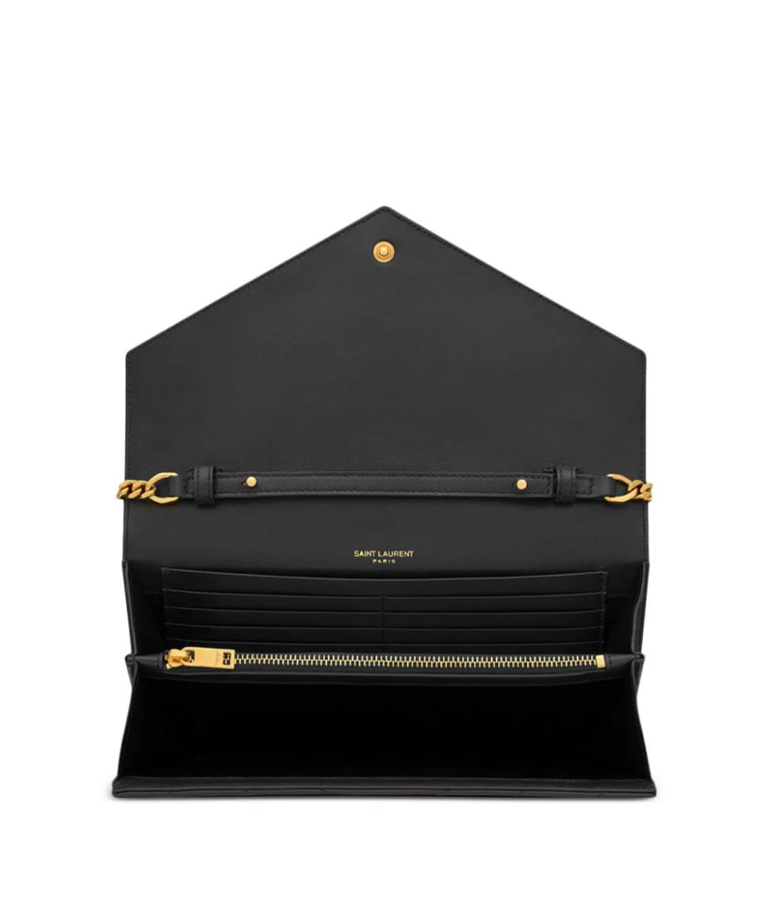 SAINT LAURENT Черный кожаный кошелек, фото 4