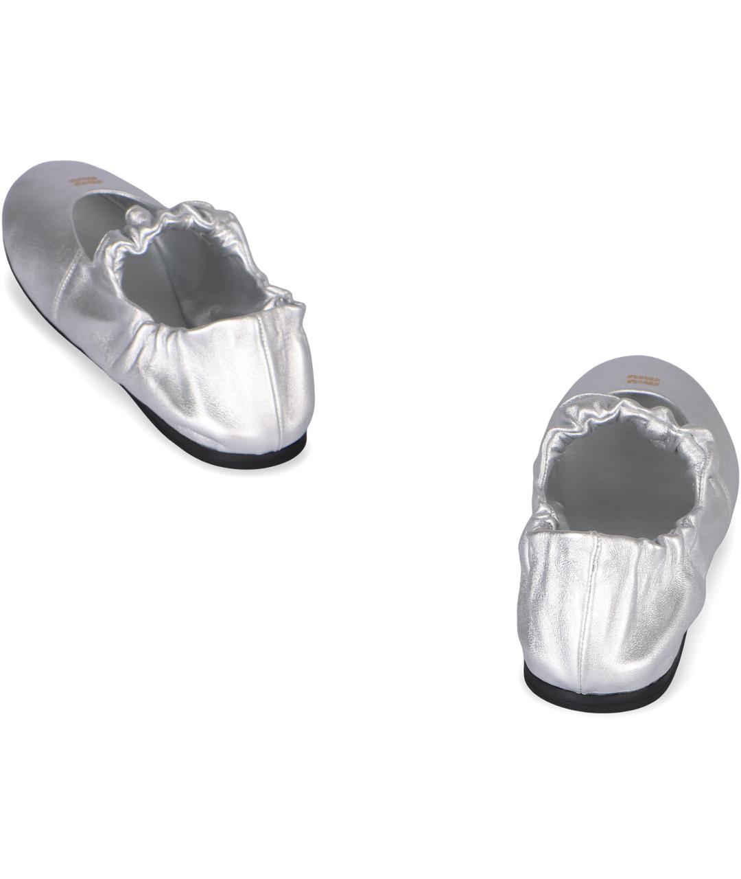 MIU MIU Серебряные кожаные балетки, фото 4