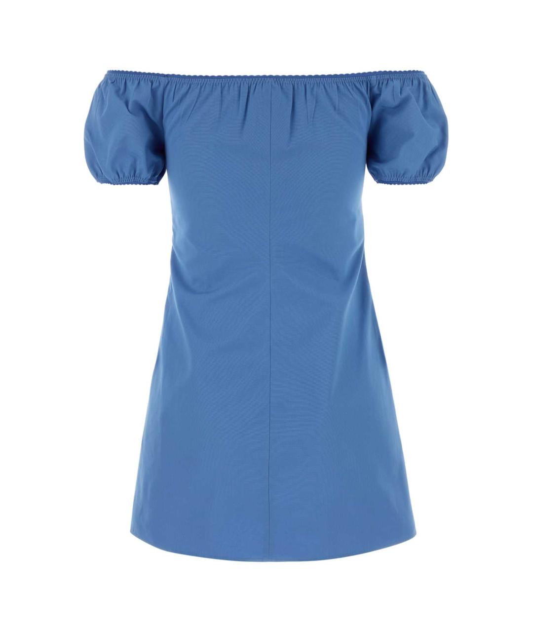 MIU MIU Голубое хлопковое повседневное платье, фото 2