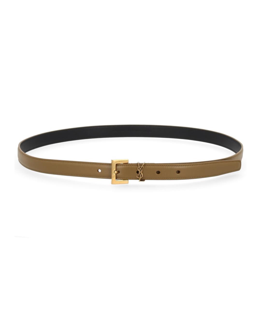 SAINT LAURENT Зеленый кожаный ремень, фото 1