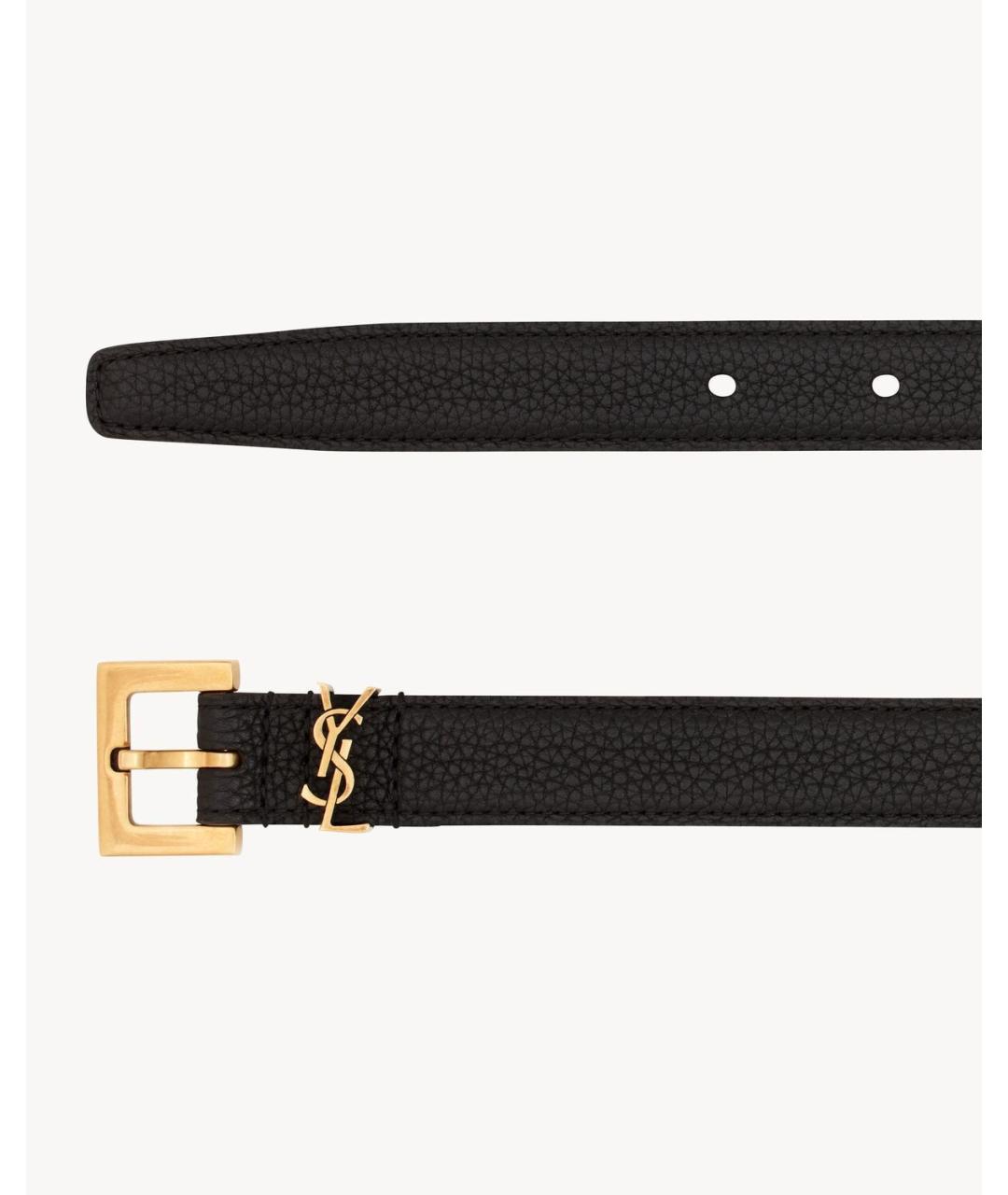 SAINT LAURENT Черный кожаный ремень, фото 2