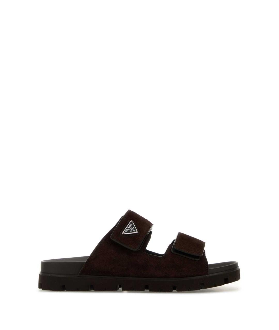 PRADA Коричневые кожаные сандалии, фото 1