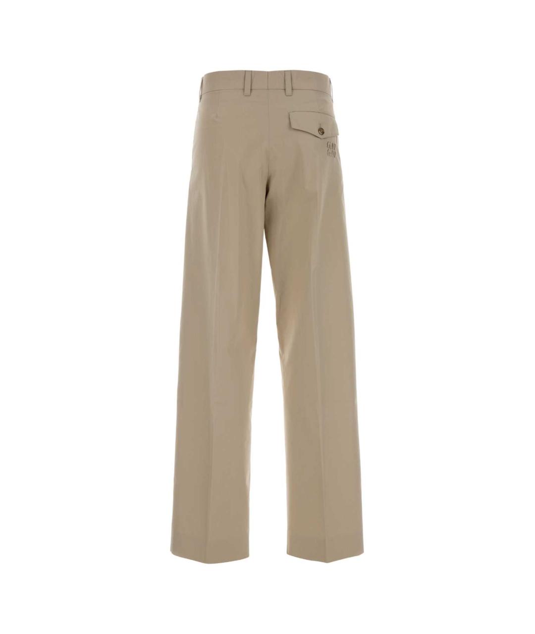 MIU MIU Бежевые прямые брюки, фото 2