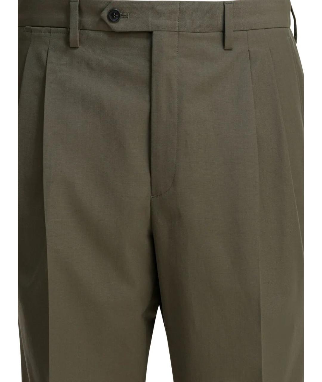 PRADA Зеленые шерстяные классические брюки, фото 4