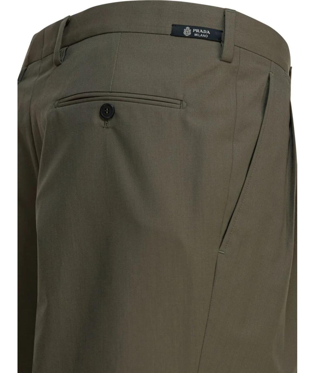 PRADA Зеленые шерстяные классические брюки, фото 3