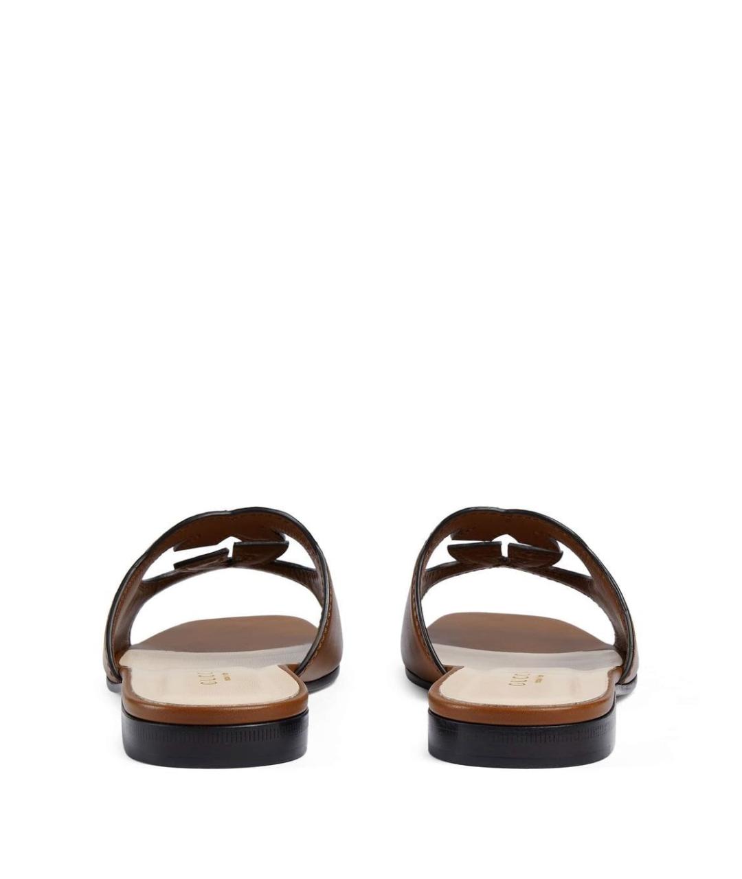 GUCCI Коричневые кожаные шлепанцы, фото 4