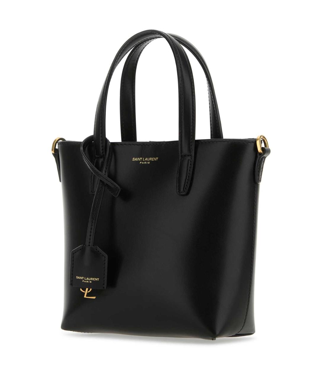 SAINT LAURENT Черная кожаная сумка тоут, фото 2