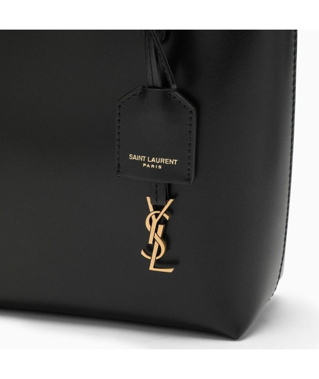 SAINT LAURENT Черная кожаная сумка тоут, фото 5