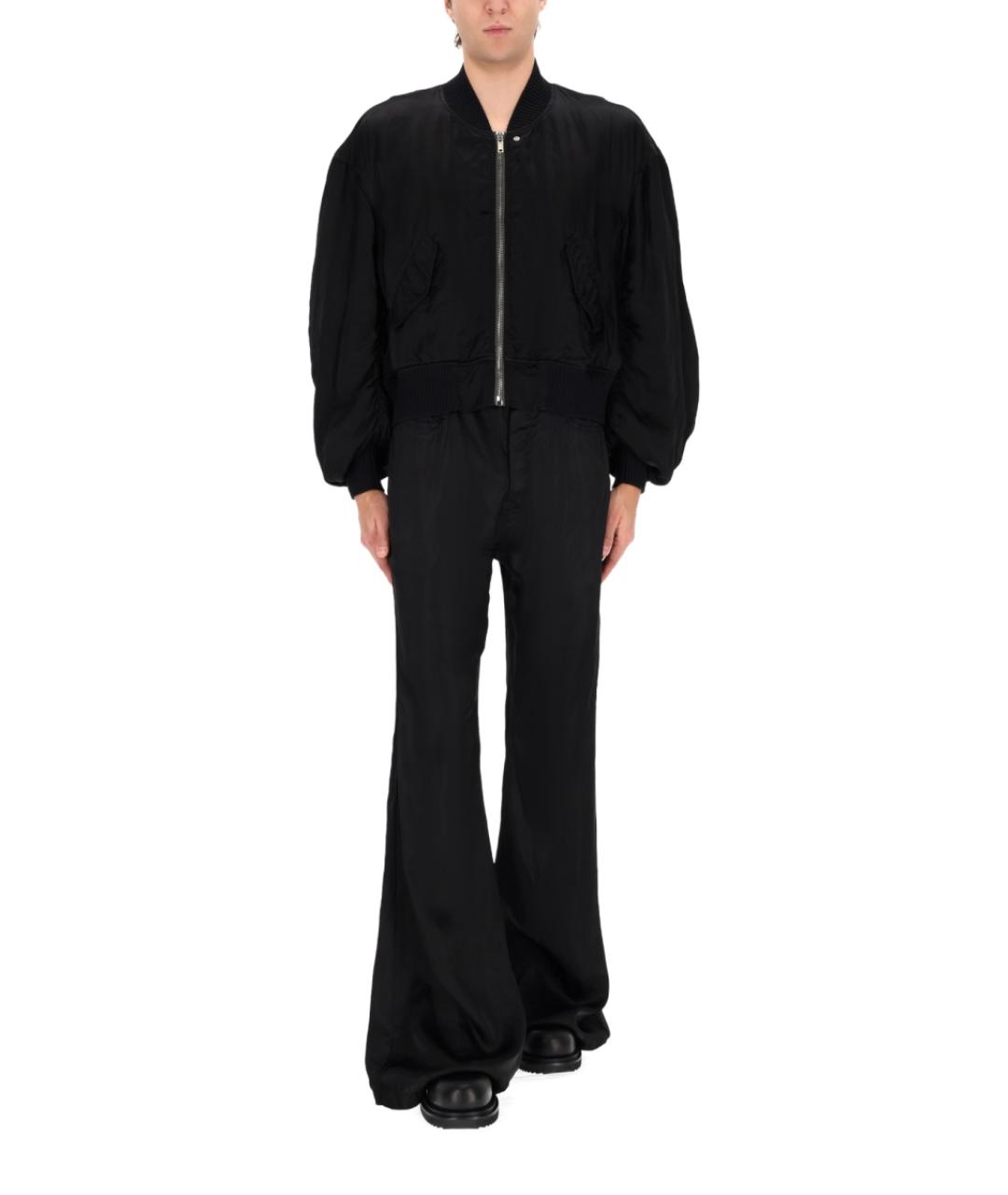 RICK OWENS Черные вискозные повседневные брюки, фото 3