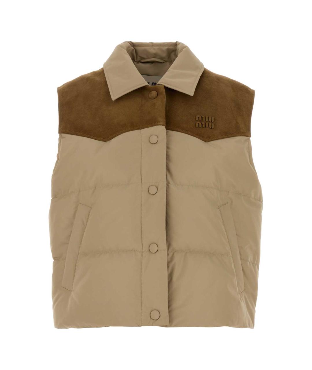 MIU MIU Бежевый полиэстеровый жилет, фото 1