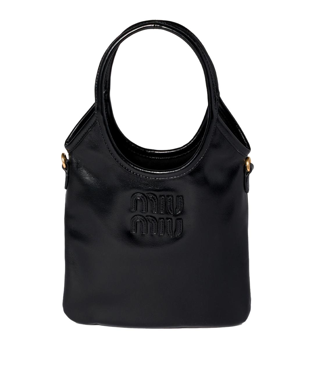 MIU MIU Черная кожаная сумка тоут, фото 1