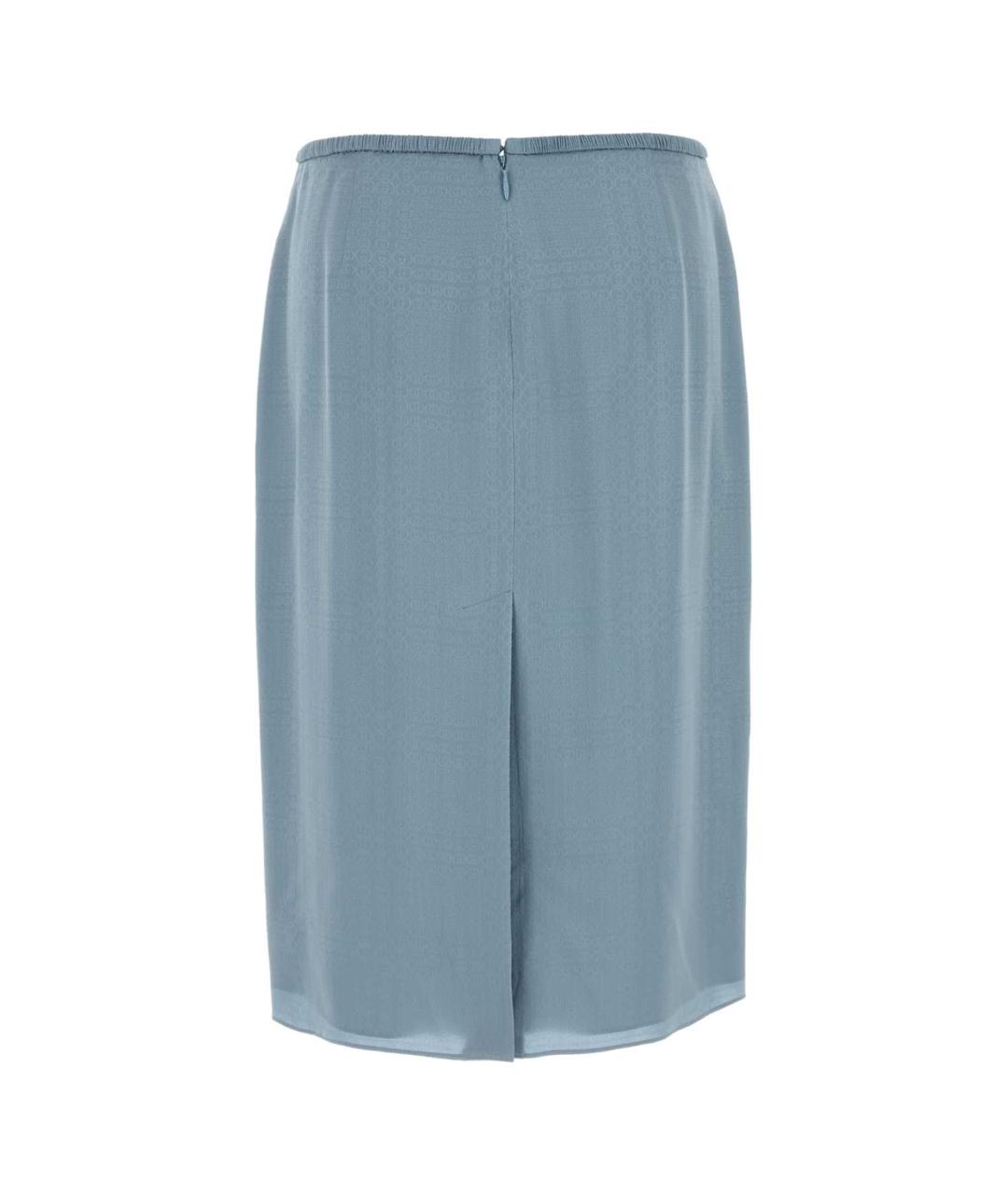 GUCCI Голубая шелковая юбка миди, фото 2
