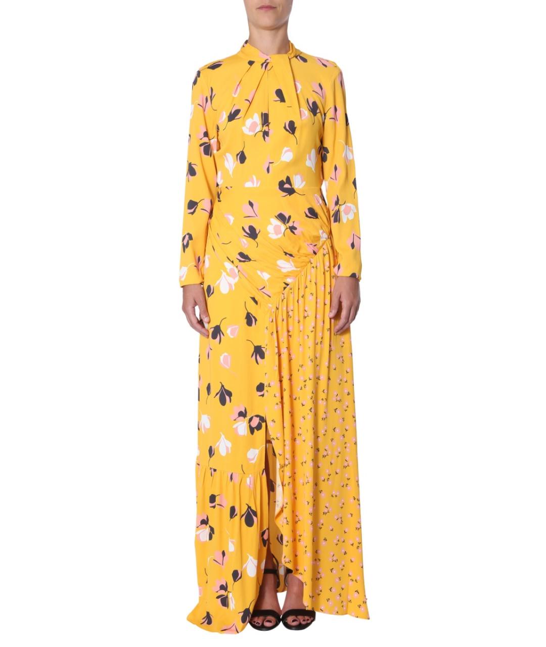 SELF-PORTRAIT Желтое вискозное повседневное платье, фото 5