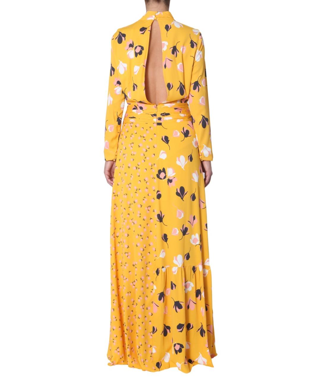 SELF-PORTRAIT Желтое вискозное повседневное платье, фото 3