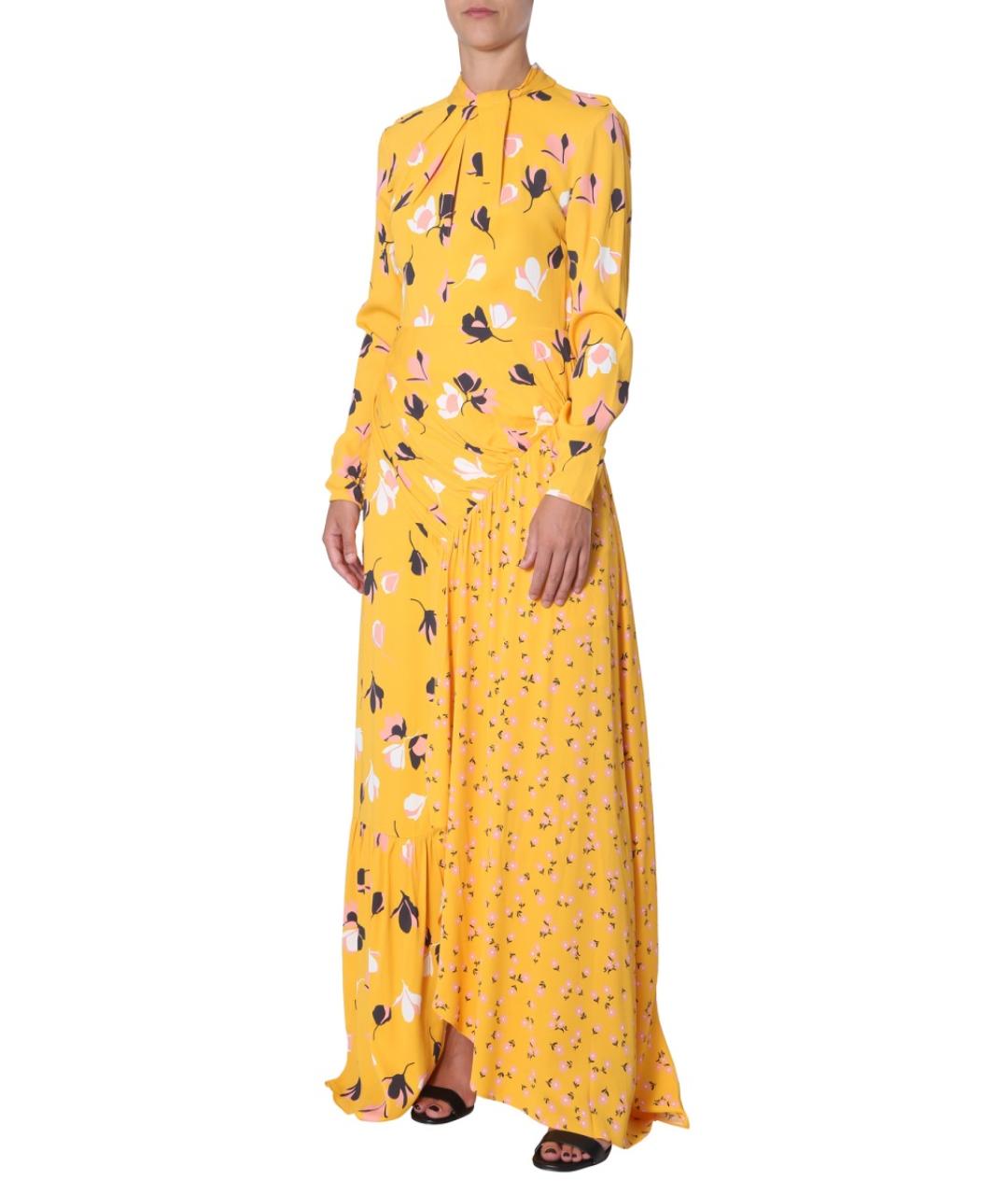 SELF-PORTRAIT Желтое вискозное повседневное платье, фото 2