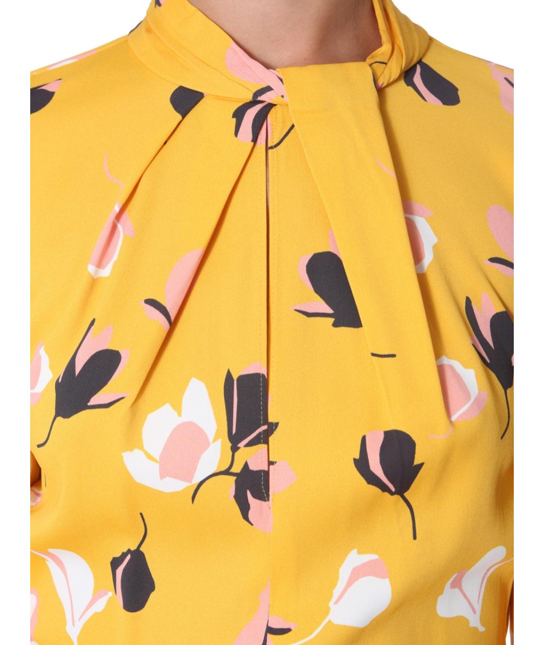 SELF-PORTRAIT Желтое вискозное повседневное платье, фото 4