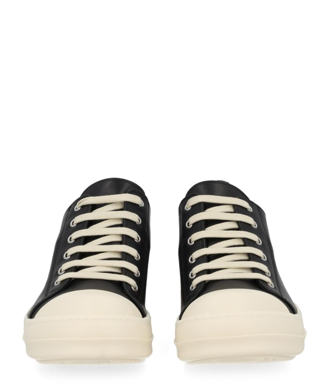 RICK OWENS Черные кожаные низкие кроссовки / кеды, фото 3