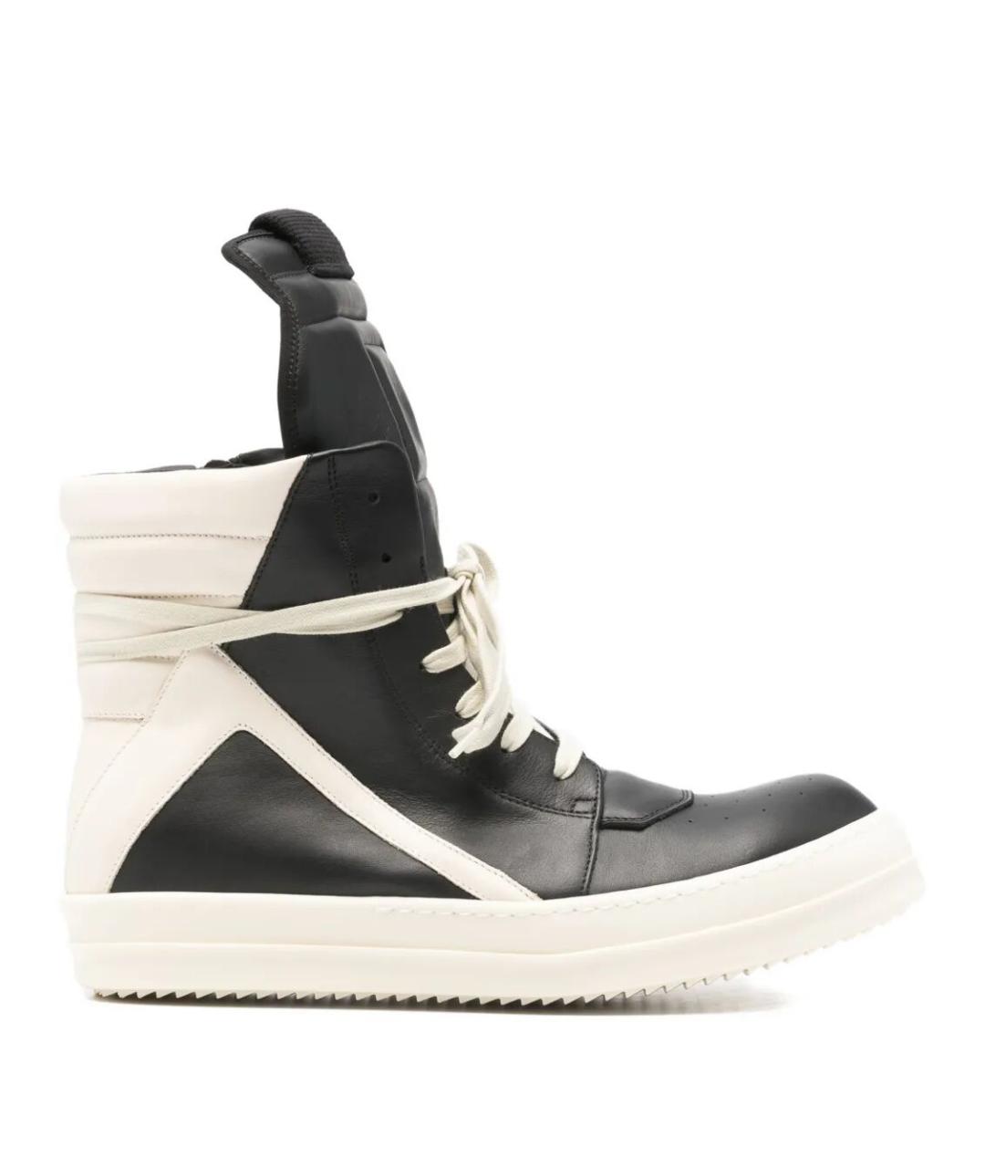 RICK OWENS Черные кожаные высокие кроссовки / кеды, фото 1
