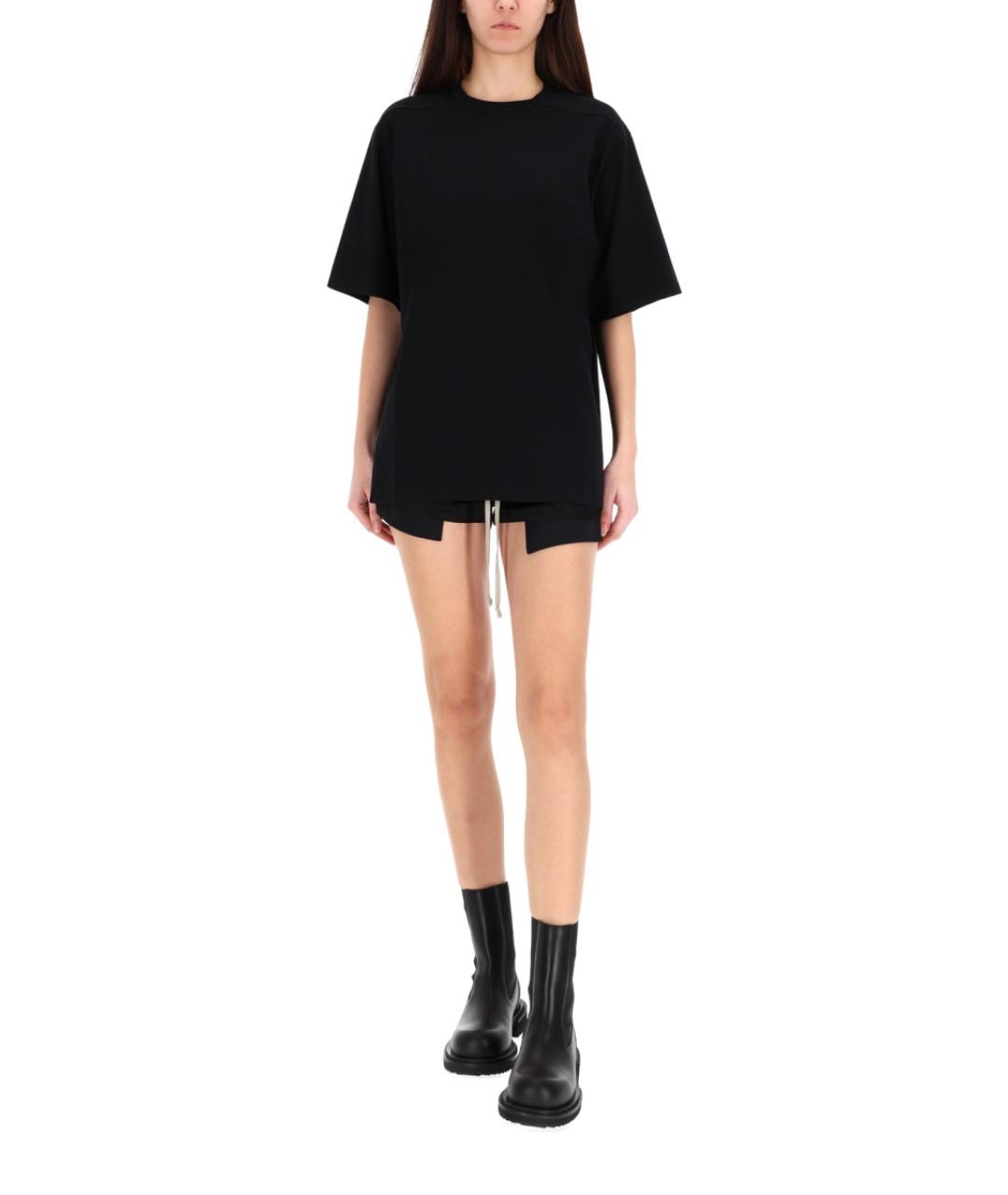 RICK OWENS Черная хлопковая футболка, фото 3