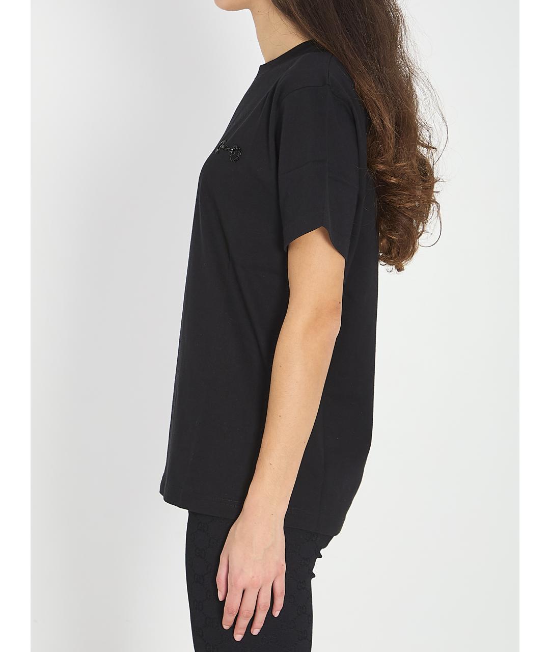 GUCCI Черная хлопковая футболка, фото 3