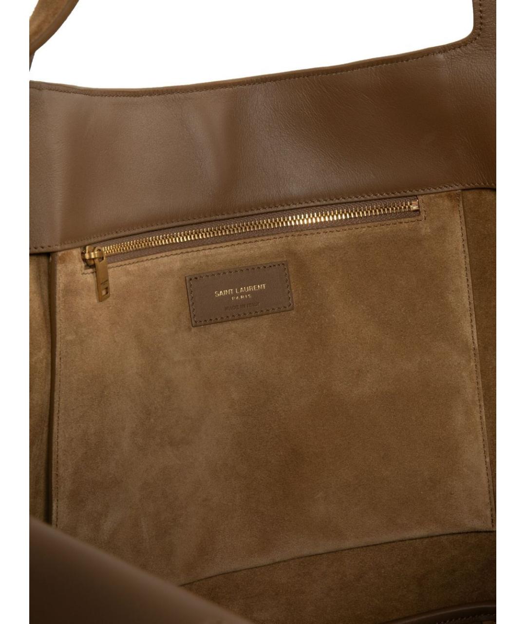SAINT LAURENT Коричневая замшевая сумка тоут, фото 3