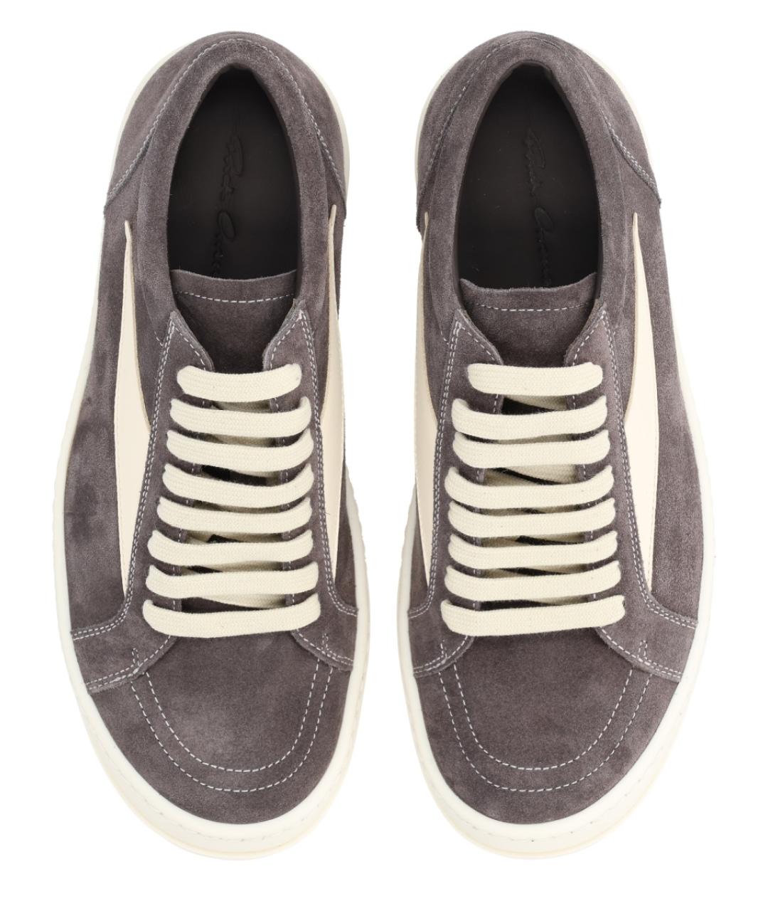 RICK OWENS Серые кожаные кеды, фото 5