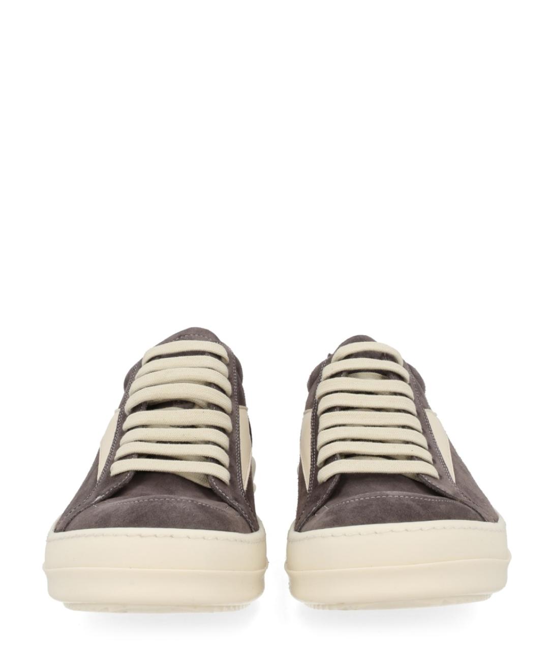 RICK OWENS Серые кожаные низкие кроссовки / кеды, фото 3