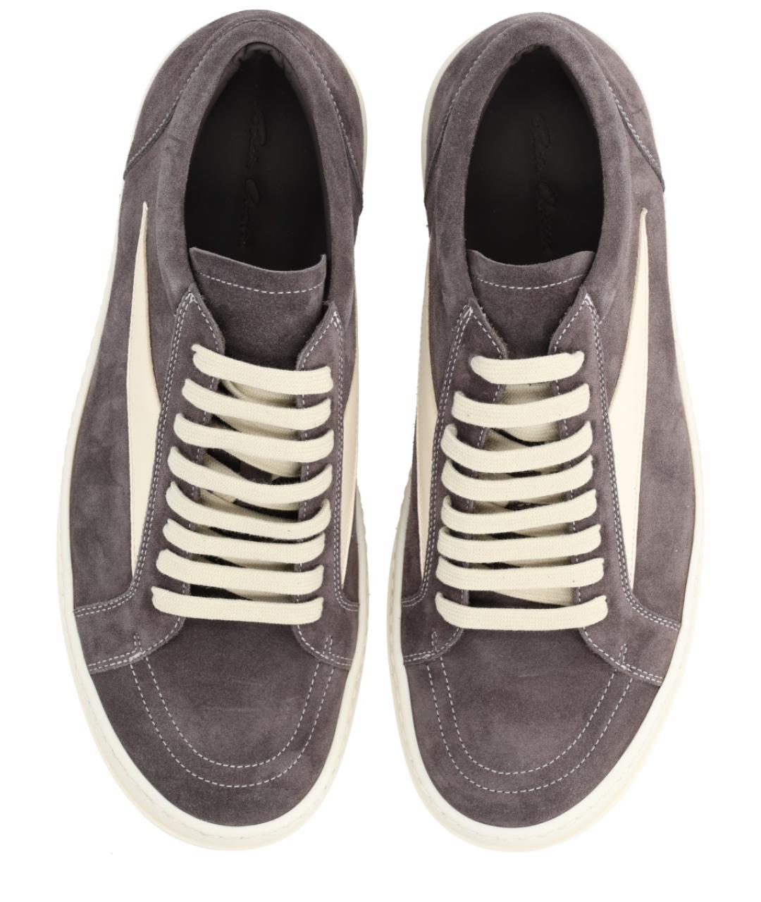 RICK OWENS Серые кожаные низкие кроссовки / кеды, фото 5