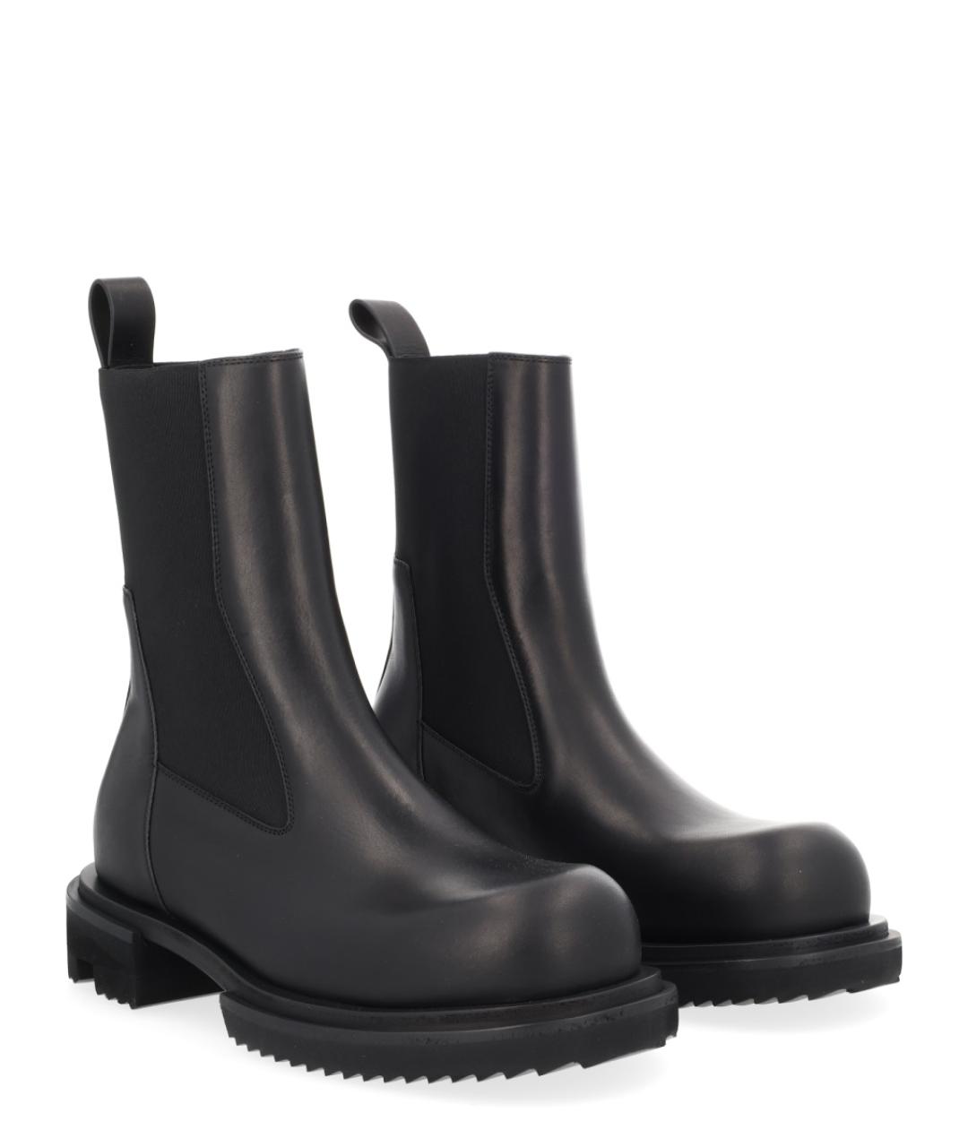 RICK OWENS Черные кожаные ботинки, фото 2