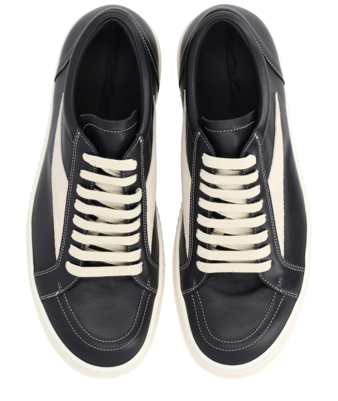 RICK OWENS Черные кожаные низкие кроссовки / кеды, фото 5