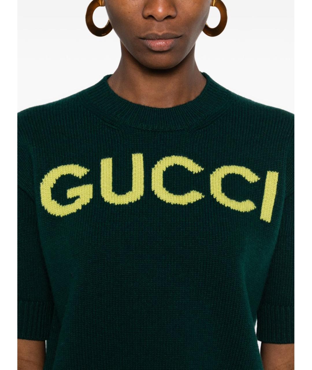 GUCCI Зеленый шерстяной джемпер / свитер, фото 5