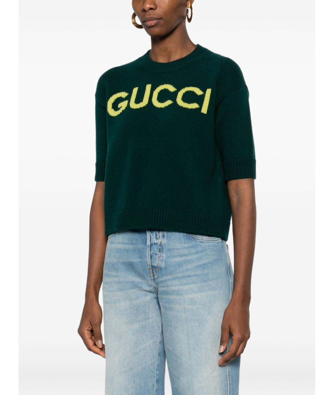 GUCCI Зеленый шерстяной джемпер / свитер, фото 4