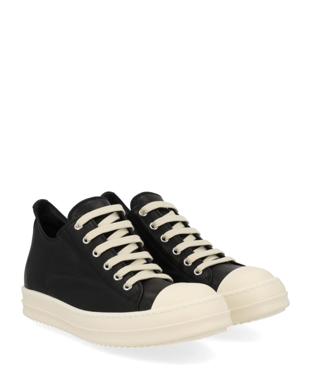 RICK OWENS Черные кожаные кеды, фото 2