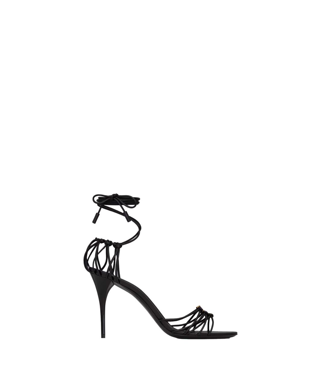 SAINT LAURENT Черные кожаные босоножки, фото 1