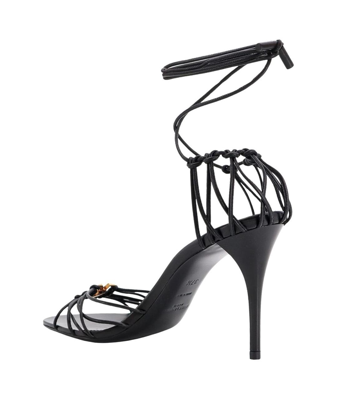 SAINT LAURENT Черные кожаные босоножки, фото 3
