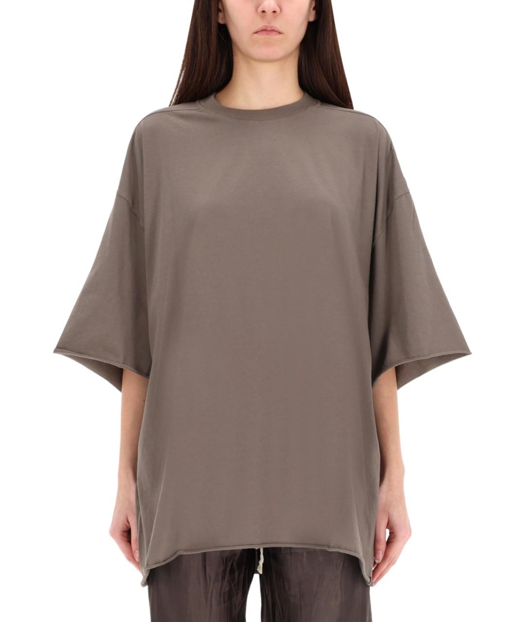 RICK OWENS Серая хлопковая футболка, фото 4
