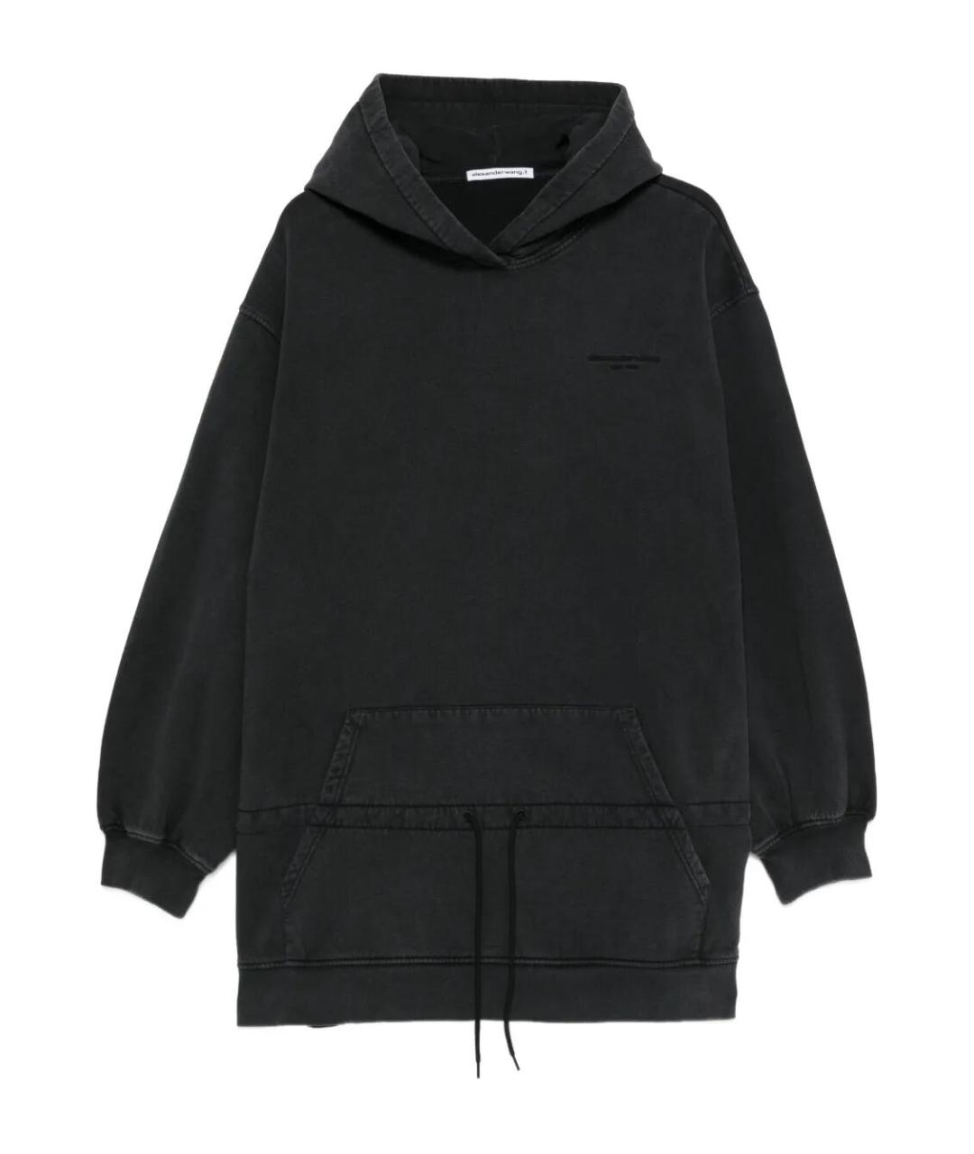 T BY ALEXANDER WANG Черное хлопковое повседневное платье, фото 1