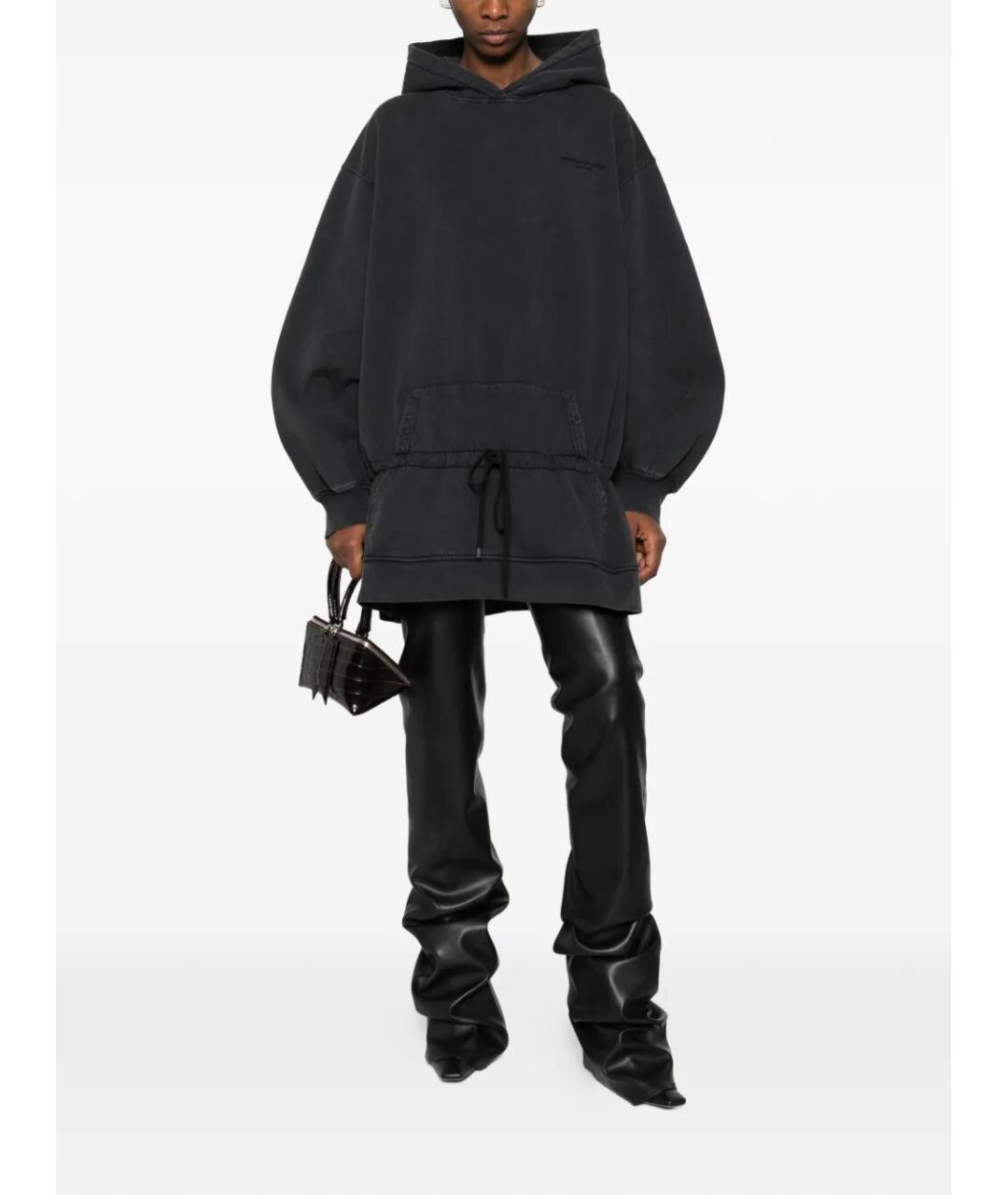 T BY ALEXANDER WANG Черное хлопковое повседневное платье, фото 2