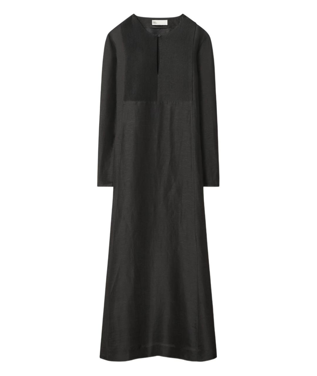 TORY BURCH Черное льняное повседневное платье, фото 1