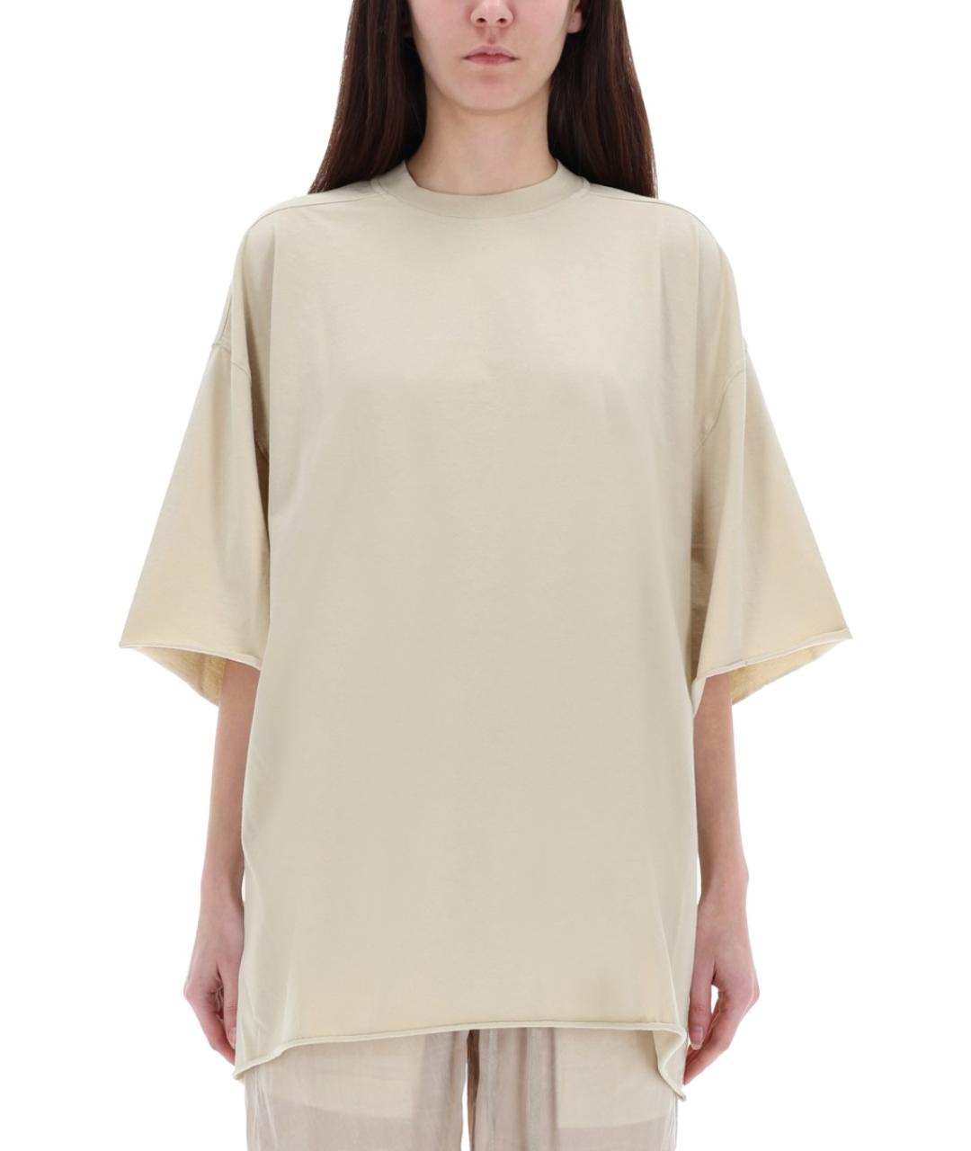 RICK OWENS Бежевая хлопковая футболка, фото 4