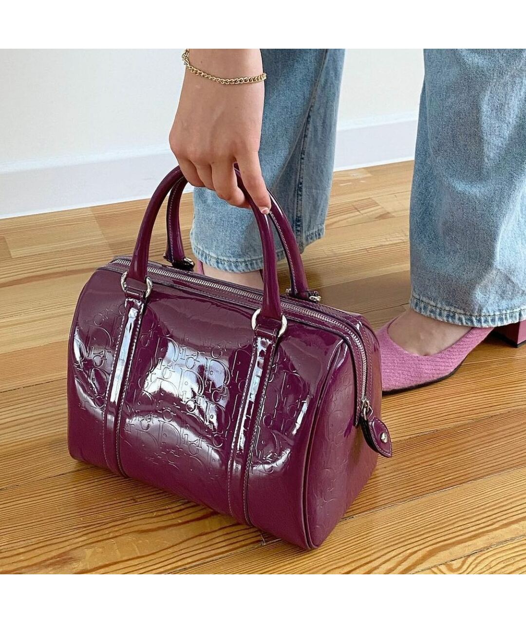 CHRISTIAN DIOR PRE-OWNED Фиолетовая сумка тоут из лакированной кожи, фото 2