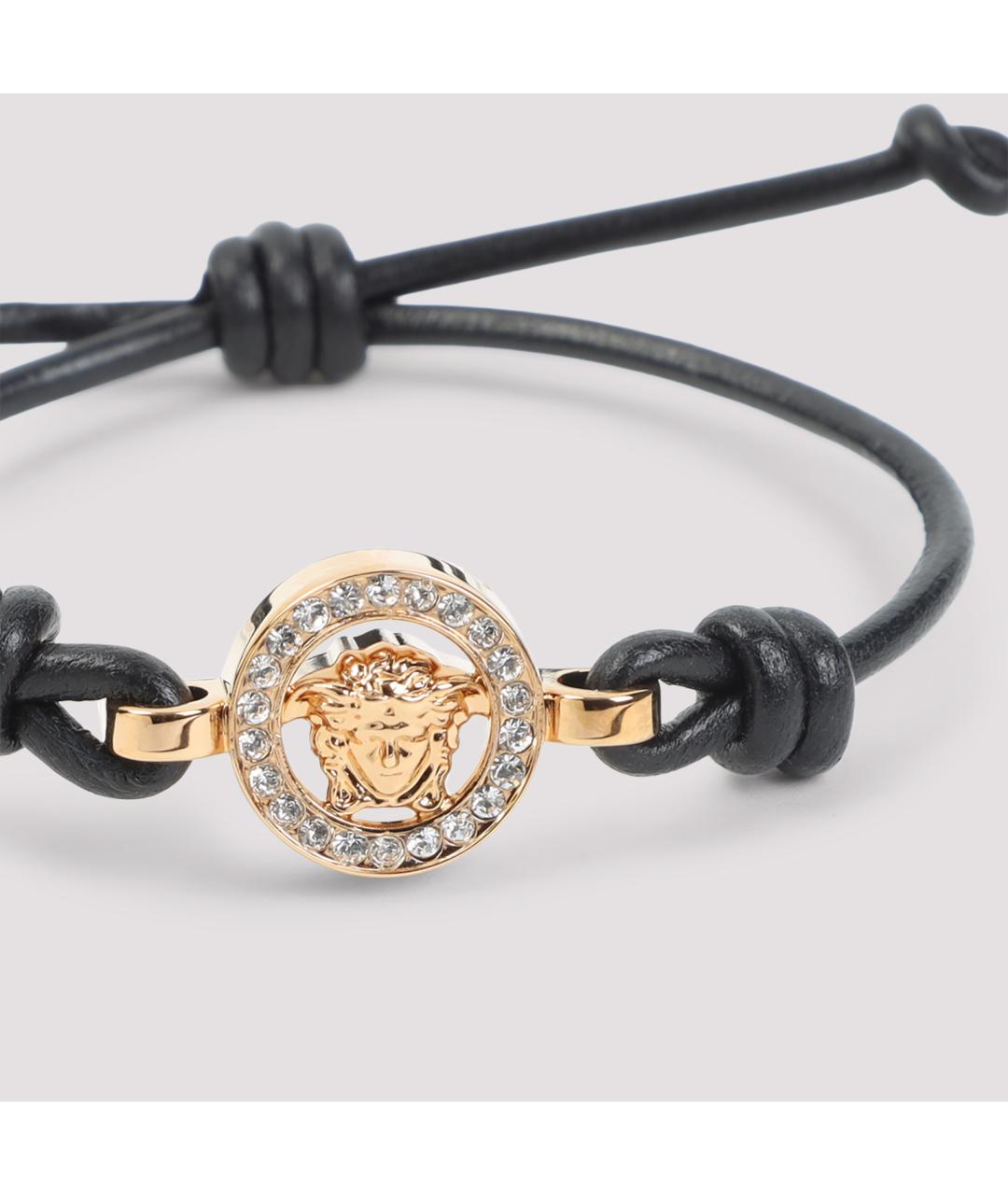 VERSACE Черный кожаный браслет, фото 3