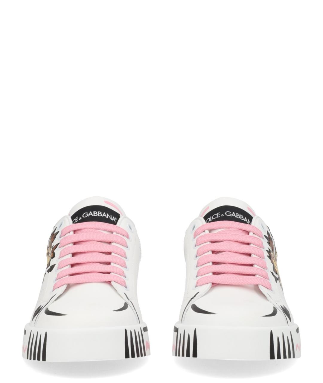 DOLCE&GABBANA Розовые кожаные кеды, фото 3