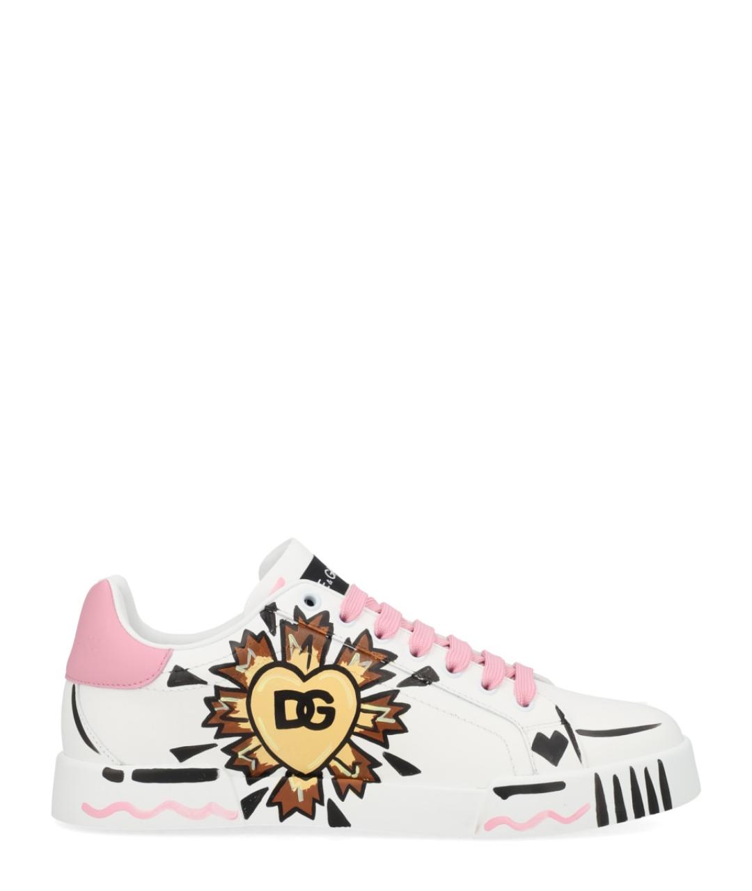 DOLCE&GABBANA Розовые кожаные кеды, фото 1