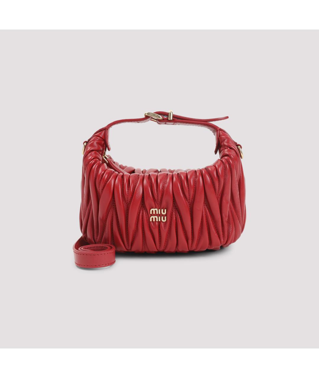 MIU MIU Красная кожаная сумка с короткими ручками, фото 3