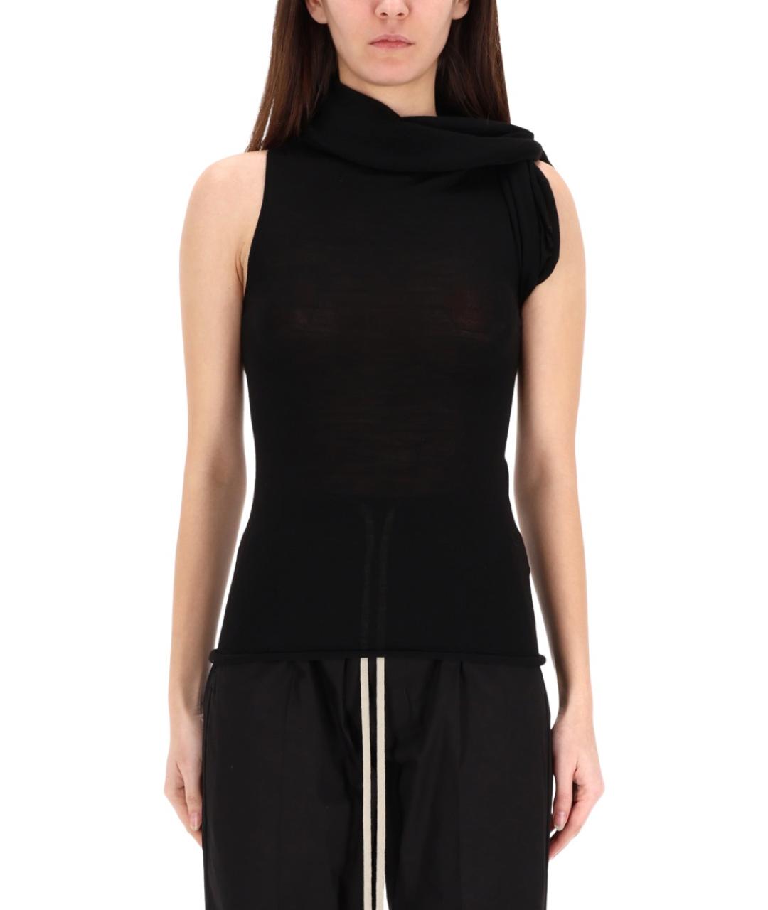 RICK OWENS Черная шерстяная майка, фото 4