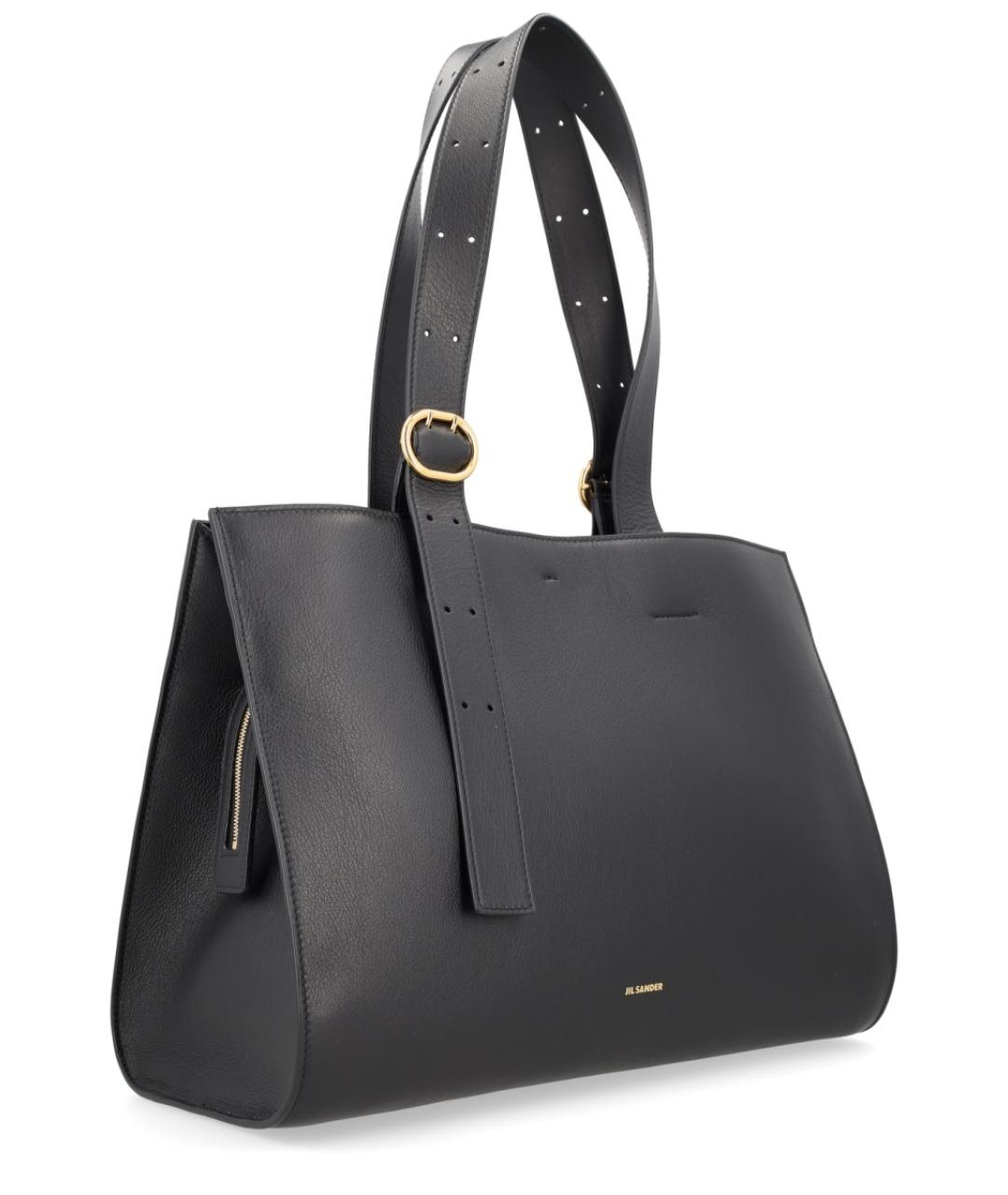 JIL SANDER Черная кожаная сумка с короткими ручками, фото 3