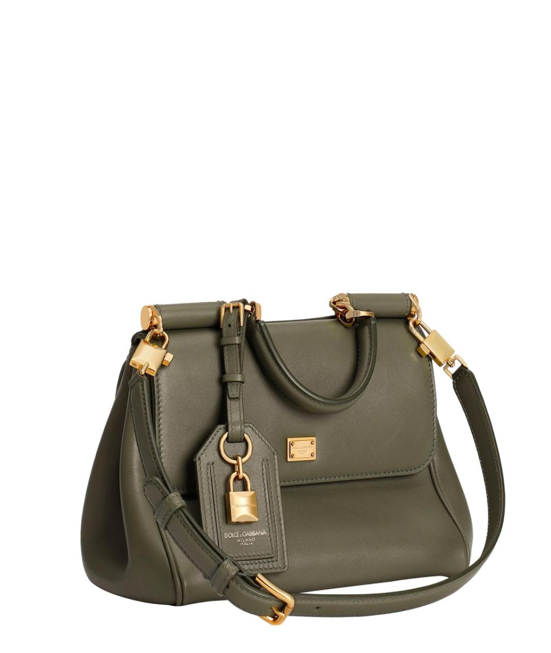 DOLCE&GABBANA Хаки кожаная сумка тоут, фото 3
