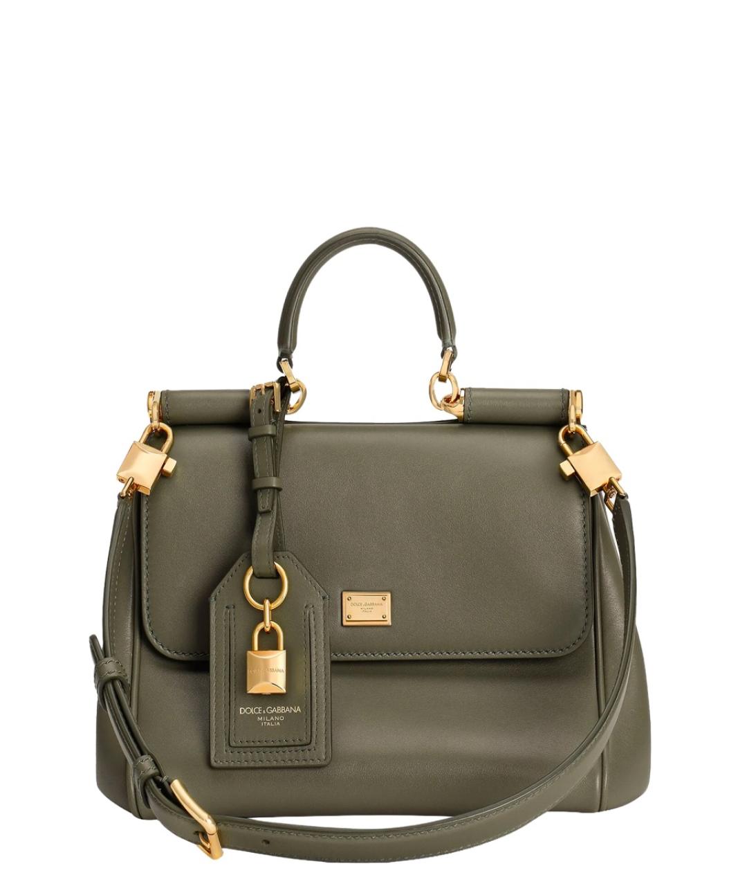 DOLCE&GABBANA Хаки кожаная сумка тоут, фото 1